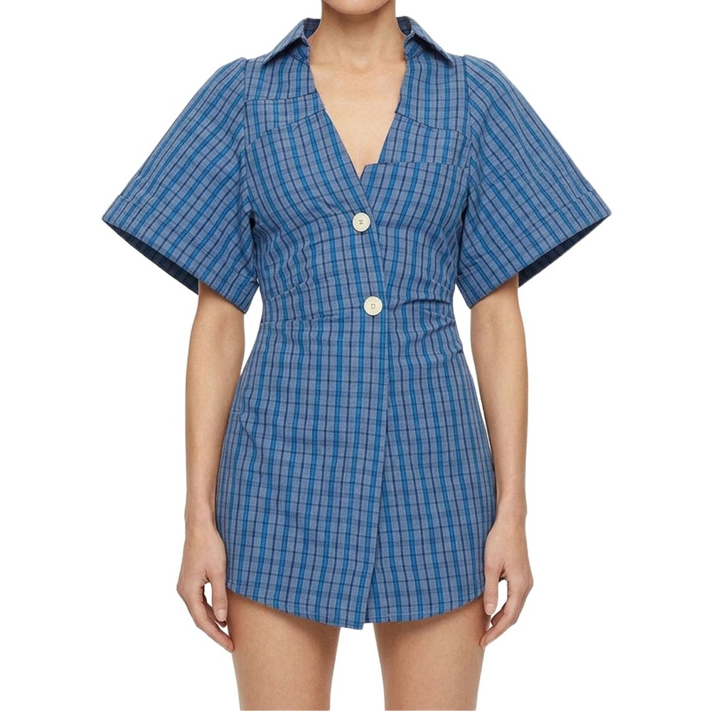 Jacquemus Les Santons de Provence Blue Plaid Avant-Garde Mini Dress FR 36